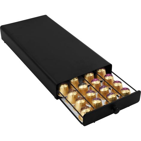 Tiroir à Capsules Café, Porte-Capsules de Café Compatible avec 40 Capsules Nespresso, Support de Dosettes Café enMétal, Rangement Stockage pour Capsules et Machine à Café, 37.5 x 17.5 x 5 cm (1/5)