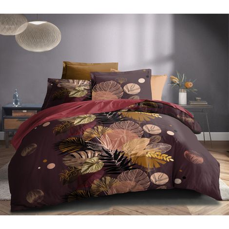 Parure de draps 4P "Louna" lit 160 x 200 Palm Chic Coton Pur
