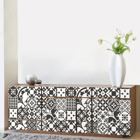 Stickers adhésif décoration Meuble - 30 STICKERS CARREAUX DE CIMENT MEUBLE AUTHENTIQUES NOÉLIA - 30stickers10x10cm (1/5)