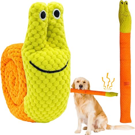 Jouet interactif pour chien - Jouet à renifler pour chien - Peluche durable pour chien - Escargot jaune 18 cm (1/5)