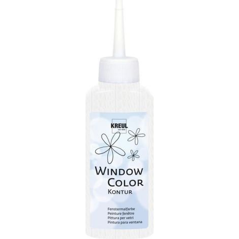 Peinture pour fenêtres - KREUL - Blanc pur - 80 ml - Lavable à 30 degrés - Bouteille Soft-Liner