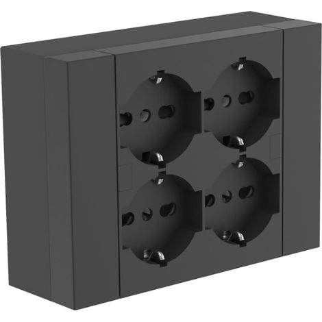 Multipresa da parete Quadra 4 Posti Universali, scatola di supporto per installazioni superficiali compatibile con tutte le scatole da incasso 3 posti