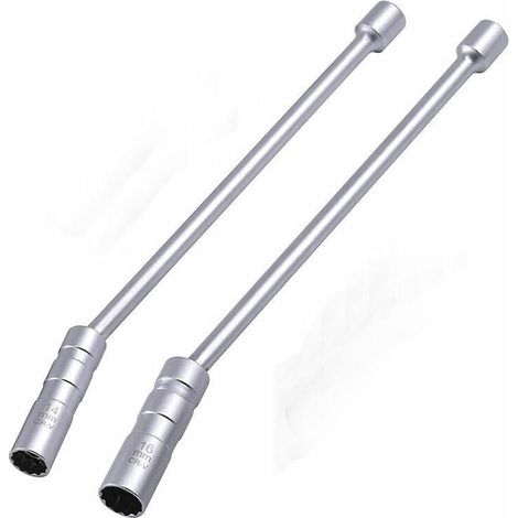 Clés à Bougie 14 mm 16 mm Allonger Magnétique Douille à Bougie Douze pans 3/8" Universelle Flexible Clés à Bougie Douilles à Bougies Outil de Retrait de clé (1/4)