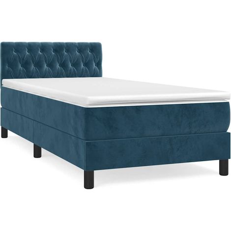 Maison Exclusive - Giroletto a Molle con Materasso Blu Scuro 90x200 cm in Velluto