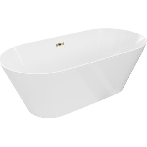 Mexen Luna Slim bañera exenta 170 x 75 cm, blanca, rebosadero dorado - 52041707500-50 (1/3)