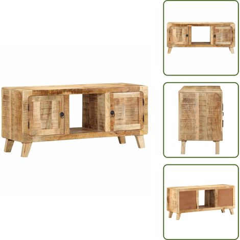 Meuble TV 105x46x32 cm bois massif de manguier brut - Meuble TV - Meubles TV - Support TV - Banc TV (1/5)