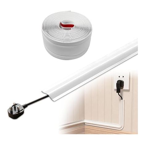 Floor Cable Protection, Self Adhesive Cable Duct, PVC Floor Cable Protector, Cable Organizer for Home, Office, White (1/5)