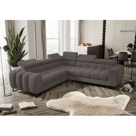Ecksofa Schlafsofa BASTIEN in Stoff Gemma Dunkelgrau Seite Universal