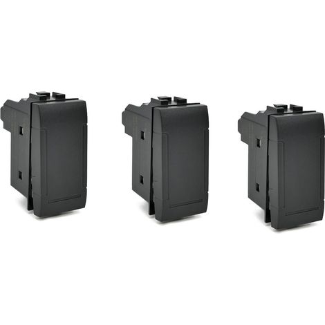 Kit 3 interruttore unipolare compatibile con living light international air 1p 16a 250v nero (1/4)