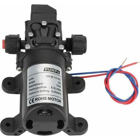 Selbstansaugende Wasserpumpe - DC 12V 0,9MPa 6L/Min 70W selbstansaugende Membran-Hochdruckwasserpumpe (1/5)