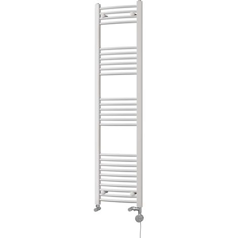 Zennor - White Dual Fuel Towel Rail H1600mm x W400mm Thermostatic - Curved (1/3)