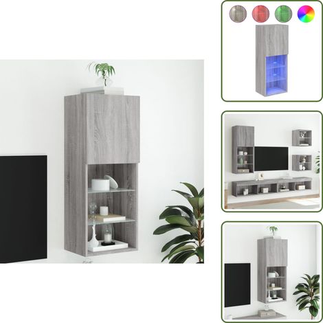 Meuble TV avec lumières LED sonoma gris 40,5x30x102 cm - Meuble Tv - Meuble Téléviseur - Éclairage Led - Meuble Multimédia - Rangement Tv (1/5)