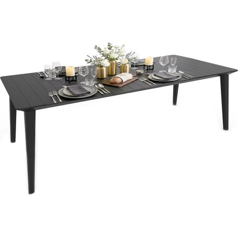 Dmora - Gartentisch Camrose, Picknickbasis, Garten-Esstisch, Mehrzweck-Außenbank, 235x98 h74 cm, Anthrazit