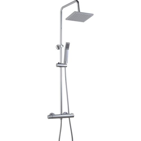 Colonne de Douche - Tête de Douche Orientable, Picots Anticalcaire, Sécurité Anti-Brûlure - Flexible 1,50 m - Chromé (1/5)