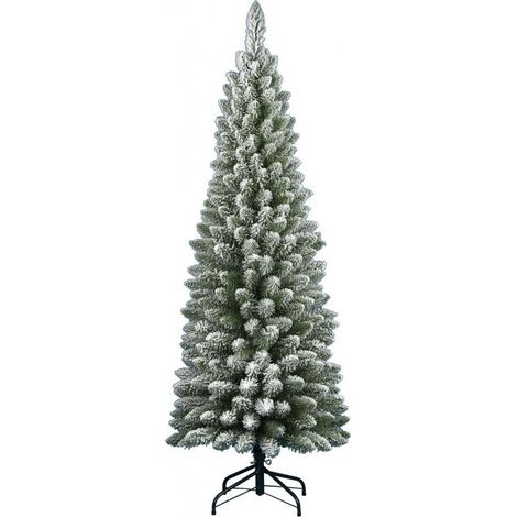 Albero di Natale SLIM Innevato 210 cm SILVESTRE Floccato Salvaspazio (1/5)