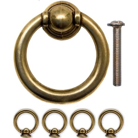 Lot de 4 poignées de tiroir coffres - Design laiton bronze - Pour portes d'armoires, vintage, antiques, 35 mm (1/5)