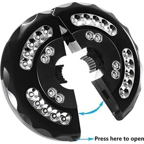 Lampe Pour Parasol - 28 LED - 400 Lm - Clip Réglable 2 À 5 2 Cm - Rechargeable USB - 20 X 20 X 3 Cm (1/4)