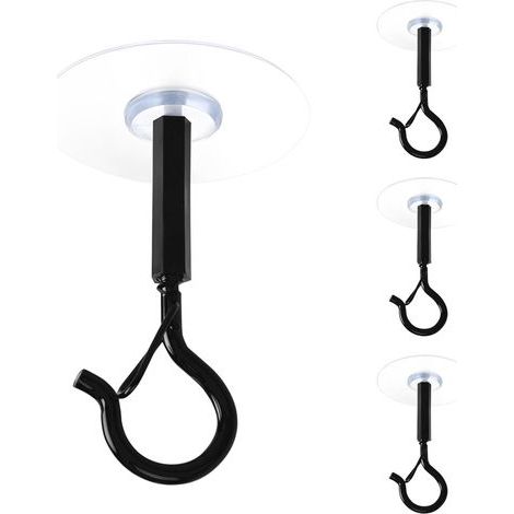 Selbstklebende Deckenhaken zum Aufhängen von Pflanzen, Babymobiles, Vorhängen, Lichterketten, Laternen und Windspielen (Schwarz, 4er-Pack) (1/5)