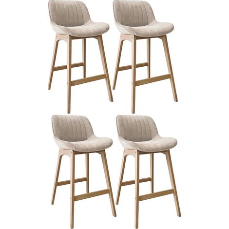 NORDEN Barhocker-Set Eiche & Cord-Samt H75cm