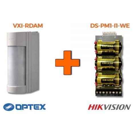 Hikvision Optex sensore doppia tecnologia esterno VXI-RDAM-X5 + Trasmettitore - DS-PM1-I1-WE