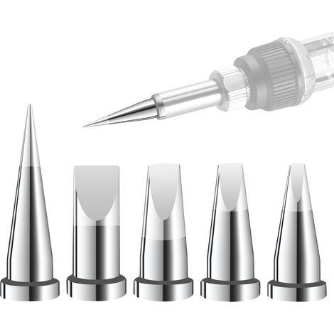 Lot de 5 pannes à souder de rechange pour WP80 WSP80 W13338 WD1000 WD2000 WSD81 WS81 WSF81D8 WS81D8 WS81D5 Fer à souder Poignée Pointe Blanc (1/5)