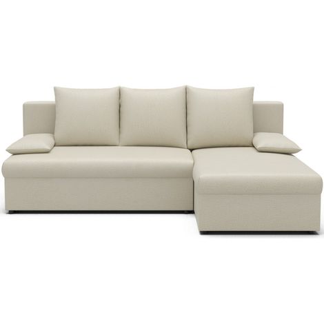 Canapé d'angle Beige 3 places convertible compact 206x90x146cm GINA (1/5)