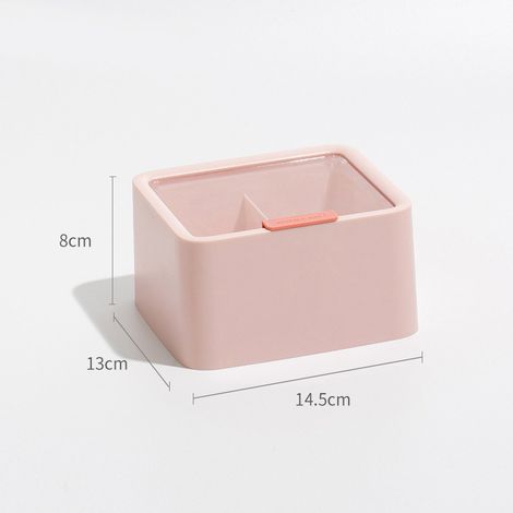 Boîte distributeur de cotons étanche légère élégante, range-cosmétiques pour disques démaquillants, cotons-tiges et rouge à lèvres, rose, anti-poussière, pratique. (1/4)