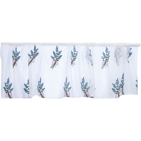 Küchenvorhang, atmungsaktiver Polyestervorhang, weich und strapazierfähig, Schrankstickerei, schlichtes Design für die Küche, kurz, blau-lila (Stickerei mit blauem Blumenstrauß) (1/4)