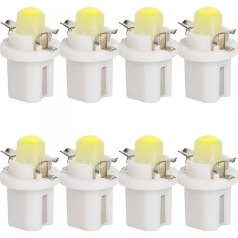 8 Pezzi Lampada Led T5 B8.5D 1 COB 12V 0.6W 40lm Bianco Freddo 6500K 18mm Luci Cruscotti e Strumentazioni B8,5D