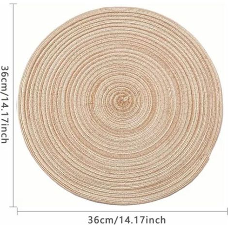 Dessous de Verre Set 4 Pièces Cercle Tressage Isolation Thermique Protection Bureau Nordic Khaki (1/5)