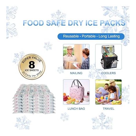 Cold Ice Packs for Shipping Frozen Food, Flexible Cold Ice Sheets for Coolers, Long Life Freezing Ice Packs 14'' X 13'' 144 Cells (1/4)