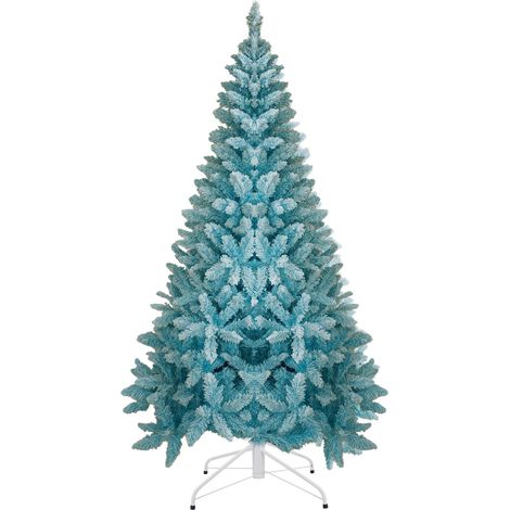 6ft Blue Flocked Artificial Christmas Tree with Snowy Winter Effect and 308 Tips (1/5)