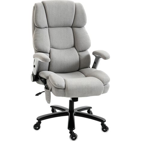 Bürostuhl mit Airbag-Lendenstütze, Schreibtischstuhl mit hochklappbaren Armlehnen, Taschenfedern, Hellgrau (1/5)