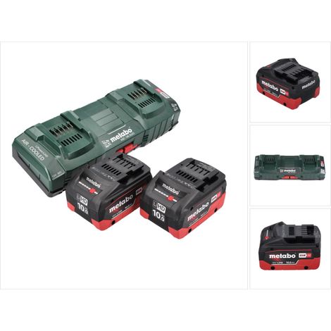 Metabo 18 V Basis Set 2x Akku 10,0 Ah LIHD + ASC 145 DUO Doppelladegerät CAS System