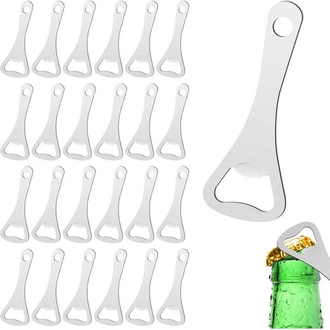 Juego de 24 abridores de botellas, abridor de botellas de cerveza de acero inoxidable, sacacorchos de acero inoxidable, abridor de botellas para cerveza y latas, para uso en cocina, bar y restaurante. (1/5)