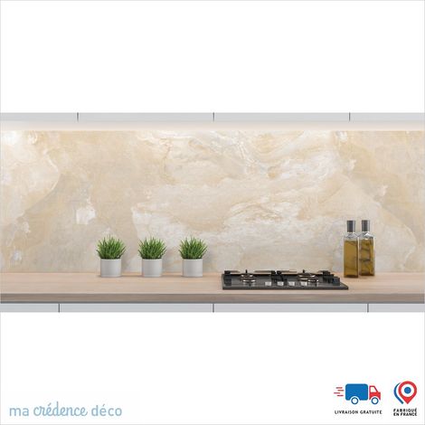 Crédence : Pierre naturelle de Dalmazo - Couleur Beige ivoire - Alu composite - 60 - 180 (1/3)