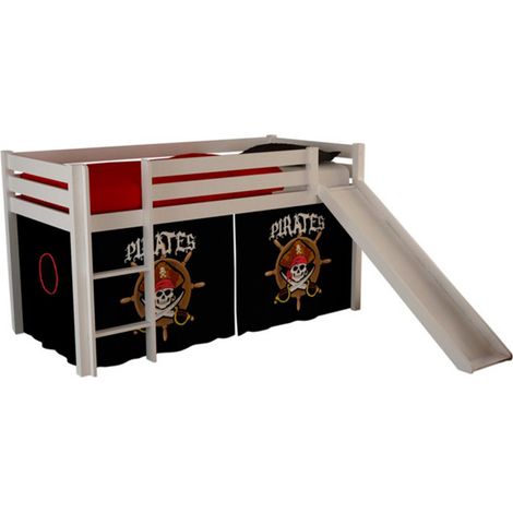 Lit Enfant Avec Toboggan "Pino Pirates II" 90x200cm Blanc (1/2)