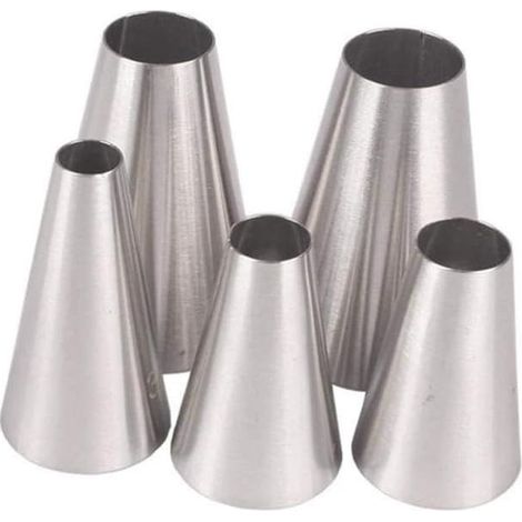 5pcs Douilles à Pâtisserie Rondes en Acier Inoxydable pour Décoration Gâteaux Muffin Cuisson (1/5)