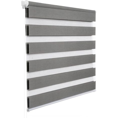 WOLTU Tenda a Rullo Doppio Oscurante per Interni Senza Foratura Avvolgibile Legno Grigio 100x150 cm