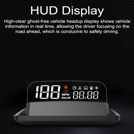 Projecteur de compteur de vitesse LED à affichage tête haute pour voiture, avec vitesse/temps/température de l'eau/RPM/consommation de carburant/fonction d'alarme kilométrique
