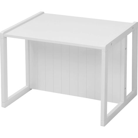 roba Panca per Bambini in Legno Regolabile a 2 Altezze di Seduta - Convertibile in Tavolo - Multifunzionale - Stile Rustico - Legno Laccato Bianco (1/5)