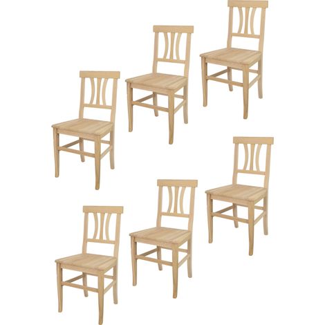 Tommychairs - Set 6 sedie modello Artemisia per cucina bar e sala da pranzo, robusta struttura in legno di faggio levigato, non trattato, 100% naturale e seduta in legno (1/5)