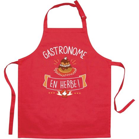 Tablier de cuisine pour enfant Gastronome en tissu recyclé rouge 52 x 63 cm - PANGIVO