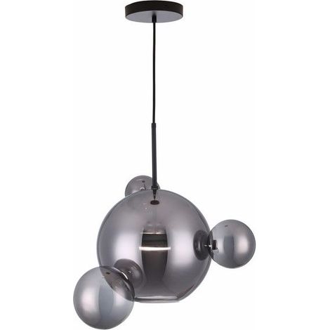 Lampada sospensione Reality Multiverse nera 4 sfere fumé LED 10W (1/2)