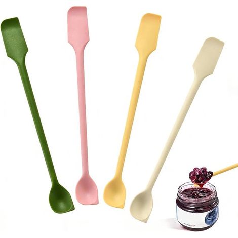 Juego de 4 espátulas de silicona de 26 cm, resistentes al calor y multifuncionales, mermeladas, cremas y abrir botellas estrechas, Reutilizables (1/5)
