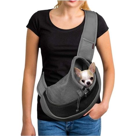 Atmungsaktive Haustiertragetasche (46 x 25 cm) für Hunde/Katzen – bis 10 kg – Schwarz (1/5)