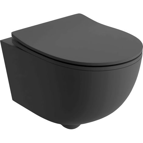 LAVITA Galve Black WC suspendu L'abattant de WC à chute lente WC suspendu sans bord WC 355x510x385 cm Noir (1/5)