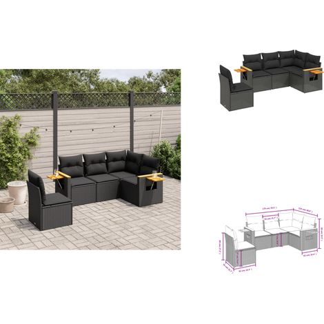 5-tlg. Garten-Sofagarnitur mit Kissen Schwarz Poly Rattan - Gartenmöbel - Sofasatz - Rattan Möbel - Outdoor Sofa - Esszimmergarnitur (1/3)