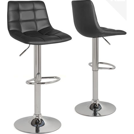 Ensemble de 2 tabourets de bar de cuisine, assise et dossier rembourrés, pivotant à 360°, repose-pieds, hauteur réglable SID (marron vintage) (1/5)