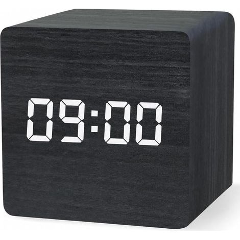 Morgen-Wecker LED digital schwarz sparsam, klare Büro-Uhr, einfacher Nachttischwecker, für Zimmer und (1/5)